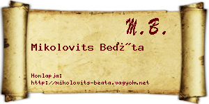 Mikolovits Beáta névjegykártya
