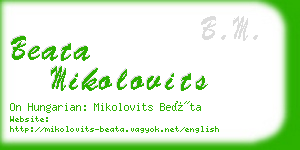 beata mikolovits business card